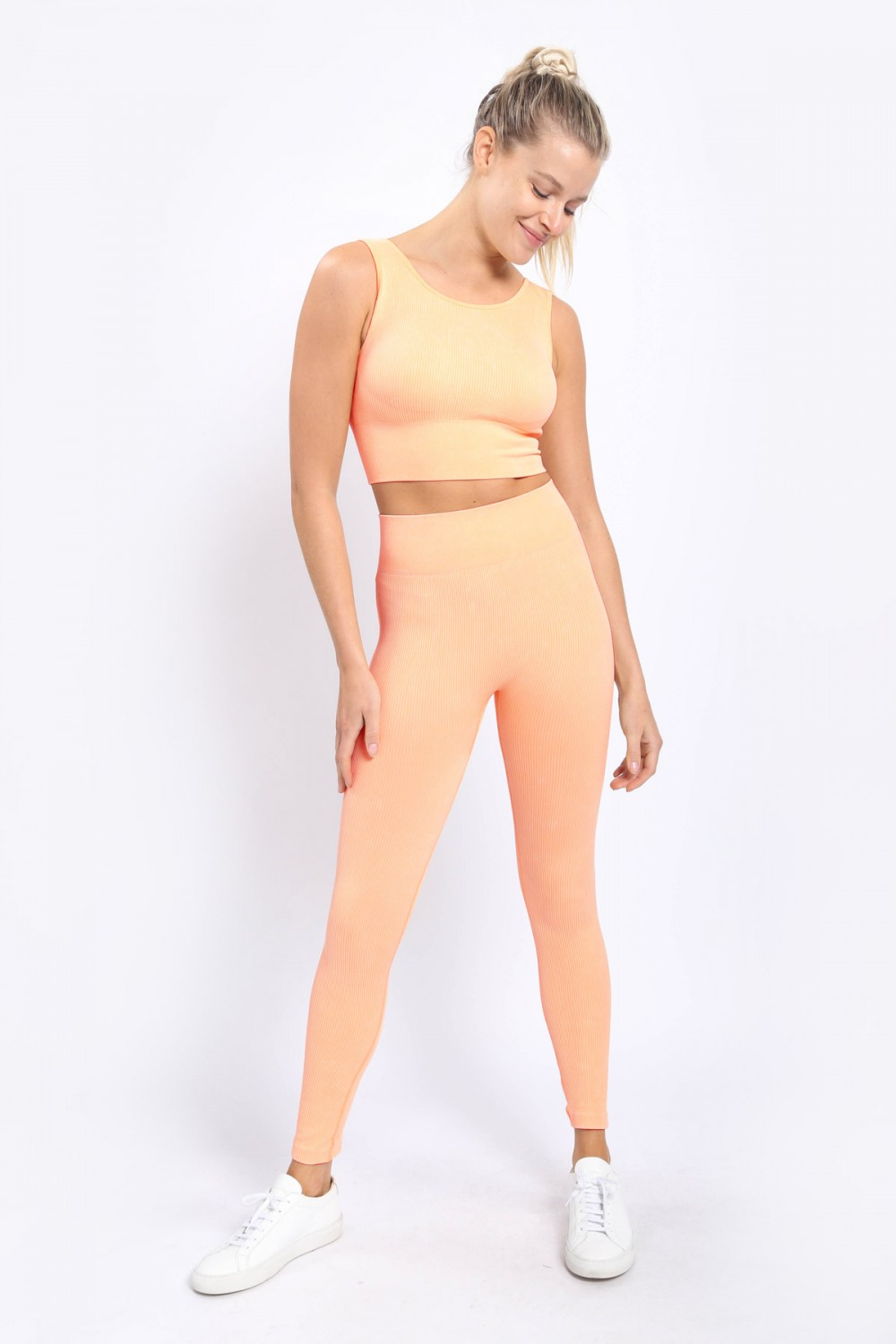 Carolyne Ribbed Mineral Wash Seamless Highwaist Leggings
