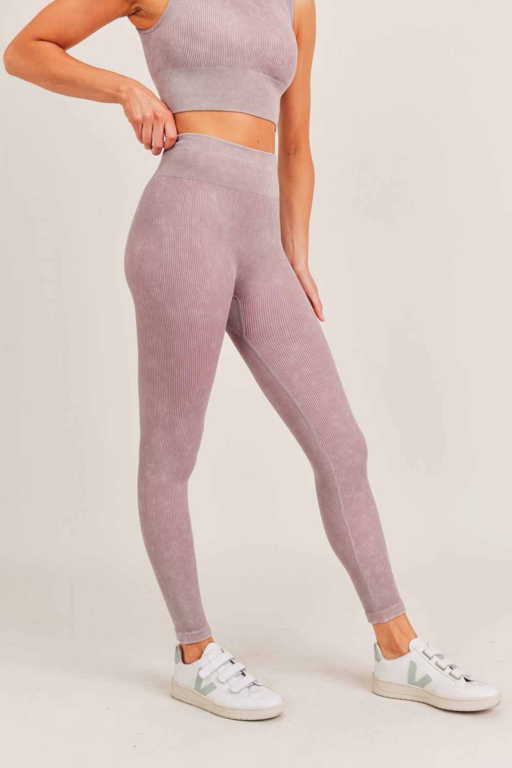 Carolyne Ribbed Mineral Wash Seamless Highwaist Leggings