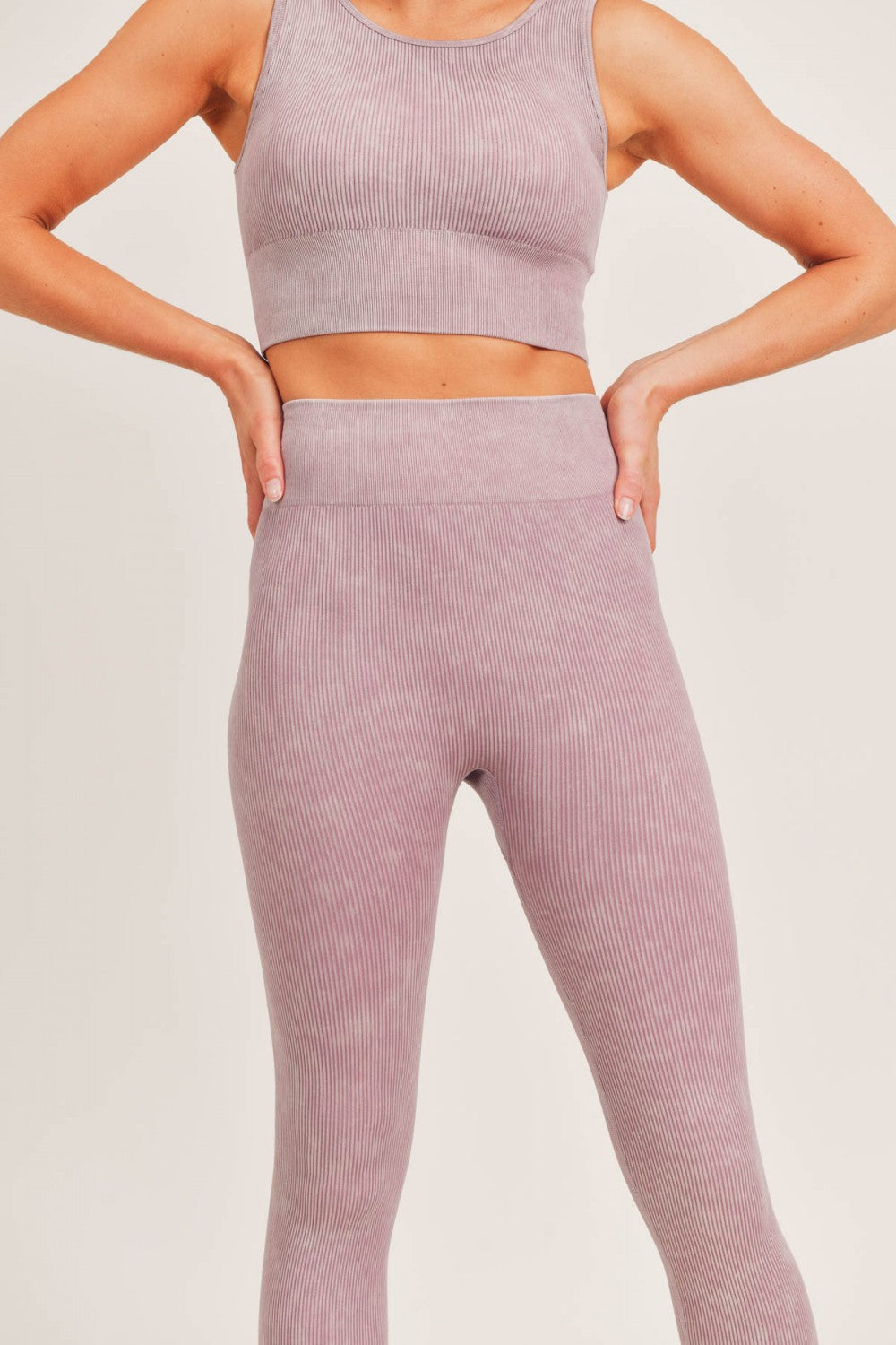 Carolyne Ribbed Mineral Wash Seamless Highwaist Leggings