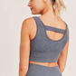 Carolyne Ribbed Cut-out Back Mineral Wash Seamless Hybrid Sports Bra