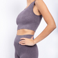 Carolyne Ribbed Cut-out Back Mineral Wash Seamless Hybrid Sports Bra