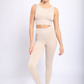 Carolyne Ribbed Cut-out Back Mineral Wash Seamless Hybrid Sports Bra