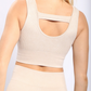 Carolyne Ribbed Cut-out Back Mineral Wash Seamless Hybrid Sports Bra