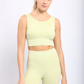 Carolyne Ribbed Cut-out Back Mineral Wash Seamless Hybrid Sports Bra