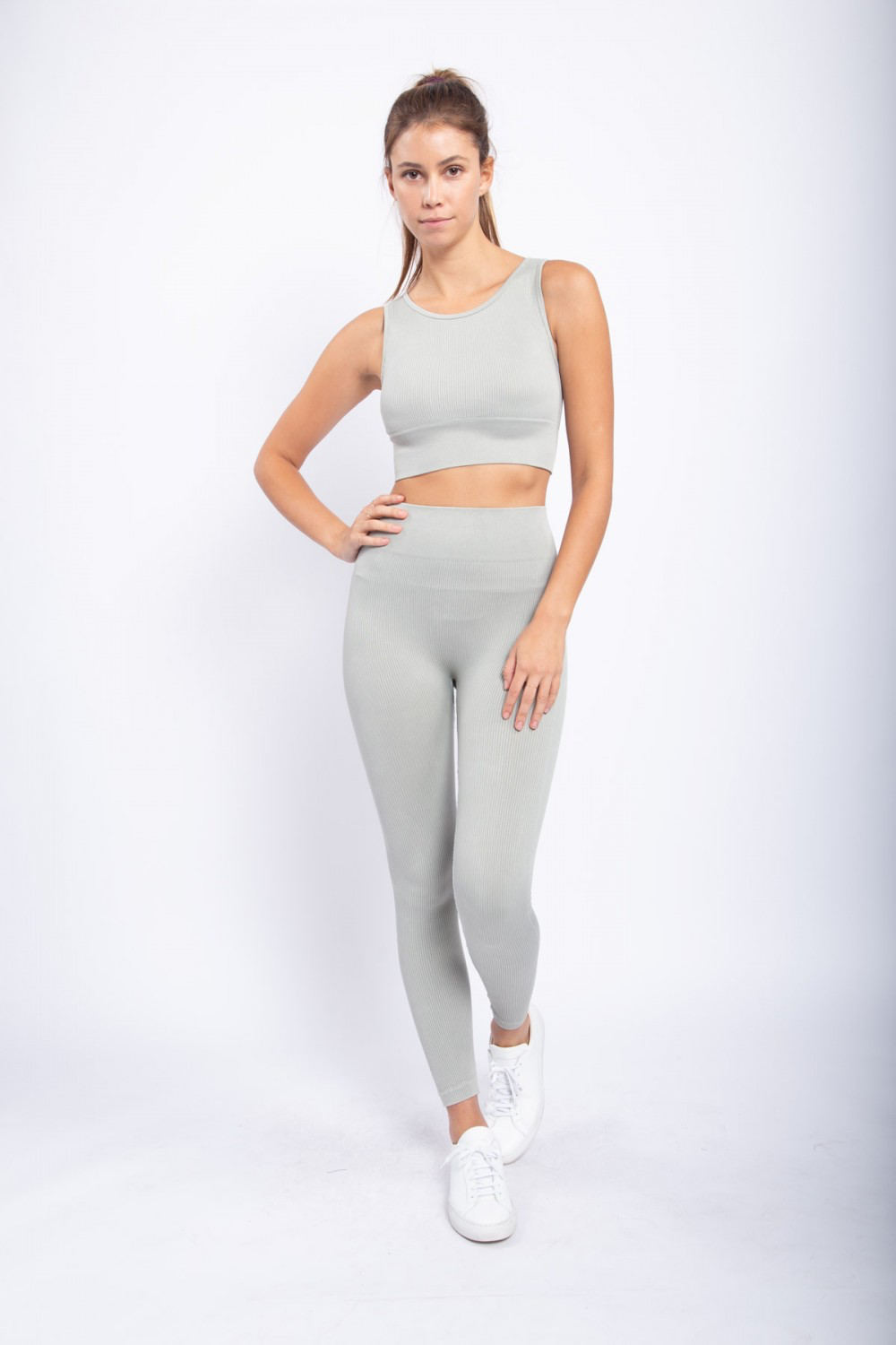 Carolyne Ribbed Mineral Wash Seamless Highwaist Leggings