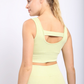 Carolyne Ribbed Cut-out Back Mineral Wash Seamless Hybrid Sports Bra
