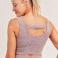 Carolyne Ribbed Cut-out Back Mineral Wash Seamless Hybrid Sports Bra