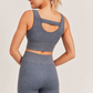Carolyne Ribbed Cut-out Back Mineral Wash Seamless Hybrid Sports Bra