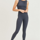Carolyne Ribbed Cut-out Back Mineral Wash Seamless Hybrid Sports Bra