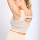 Carolyne Ribbed Cut-out Back Mineral Wash Seamless Hybrid Sports Bra