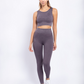Carolyne Ribbed Cut-out Back Mineral Wash Seamless Hybrid Sports Bra