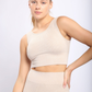 Carolyne Ribbed Cut-out Back Mineral Wash Seamless Hybrid Sports Bra