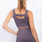 Carolyne Ribbed Cut-out Back Mineral Wash Seamless Hybrid Sports Bra