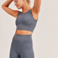 Carolyne Ribbed Cut-out Back Mineral Wash Seamless Hybrid Sports Bra