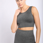 Carolyne Ribbed Cut-out Back Mineral Wash Seamless Hybrid Sports Bra