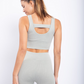 Carolyne Ribbed Cut-out Back Mineral Wash Seamless Hybrid Sports Bra