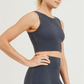 Carolyne Ribbed Cut-out Back Mineral Wash Seamless Hybrid Sports Bra