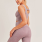 Carolyne Ribbed Cut-out Back Mineral Wash Seamless Hybrid Sports Bra