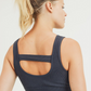 Carolyne Ribbed Cut-out Back Mineral Wash Seamless Hybrid Sports Bra